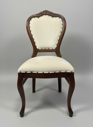Casa Padrino Barock Esszimmerstuhl Creme / Braun H. 102 cm - Handgefertigter Stuhl mit Ziern�geln - Ausstellungsst�ck