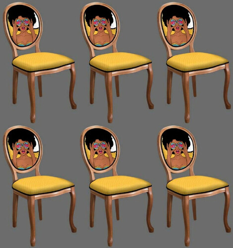 Casa Padrino Barock Esszimmerstuhl Set Gelb / Mehrfarbig / Braun - 6 Handgefertigte K�chen St�hle im Barockstil - Barock Esszimmer M�bel