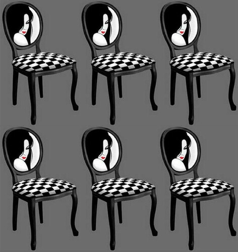 Casa Padrino Barock Esszimmerstuhl Set Schwarz / Wei� / Rot - 6 Handgefertigte K�chen St�hle im Barockstil - Barock Esszimmer M�bel