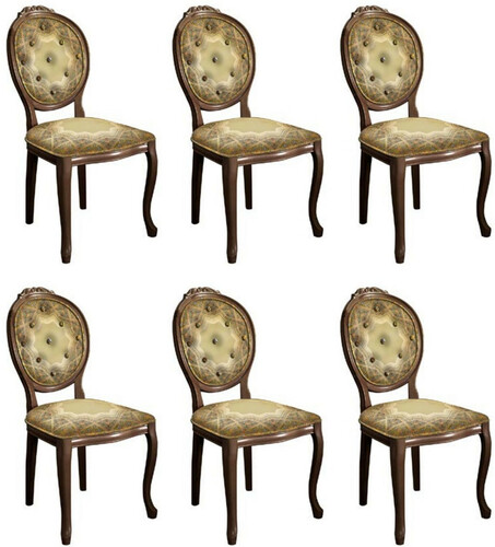 Casa Padrino Barock Esszimmerstuhl Set Mehrfarbig / Braun - 6 Handgefertigte K�chen St�hle im Barockstil - Barock Esszimmer M�bel