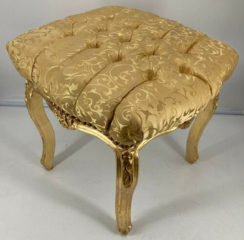 Casa Padrino Barock Hocker Gold Muster / Gold - Handgefertigter Antik Stil Fu�hocker im Barockstil - Barockstil Wohnzimmer M�bel