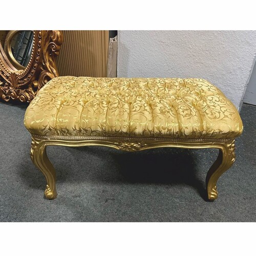 Casa Padrino Barock Hocker mit Muster Gold 75 cm - Barock M�bel