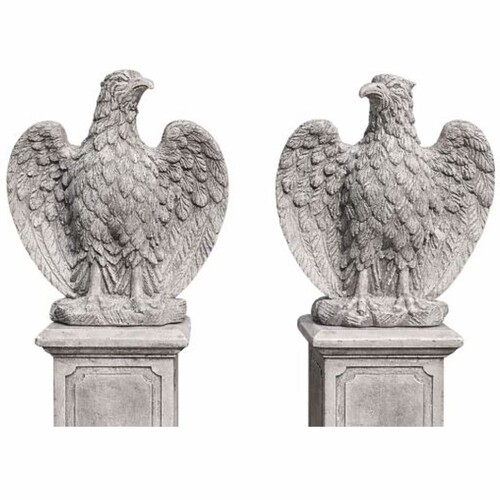 Casa Padrino Barock Garten Deko Adler Skulpturen Set Grau H. 76 cm - Made in Italy