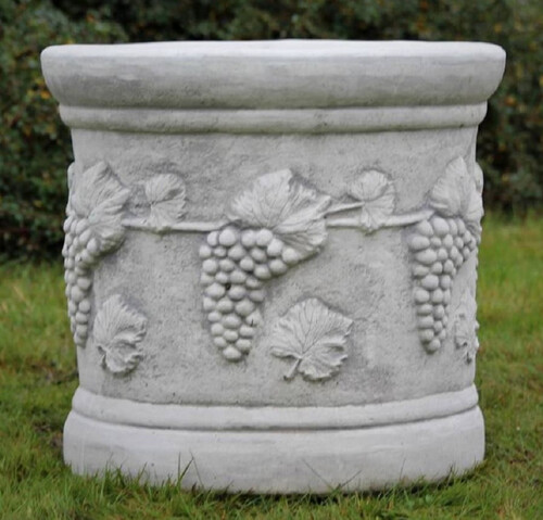 Casa Padrino Barock Garten Deko Blumentopf Grau  44 x H. 46 cm - Runder Pflanzentopf im Barockstil - Barock Garten Deko - Barock Terrassen Deko - Barock Deko Accessoires