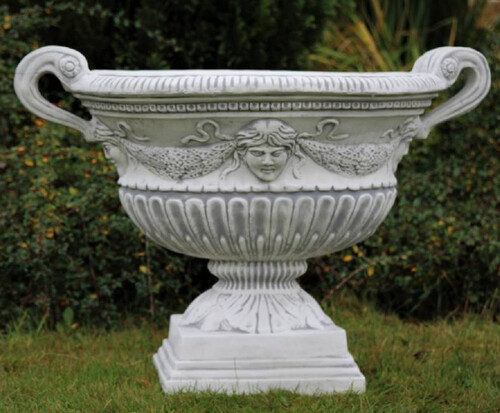 Casa Padrino Barock Garten Deko Blumentopf Grau 66 x 60 x H. 54 cm - Prunkvoller Pflanzentopf im Barockstil - Barock Garten Deko - Barock Terrassen Deko - Barock Deko Accessoires