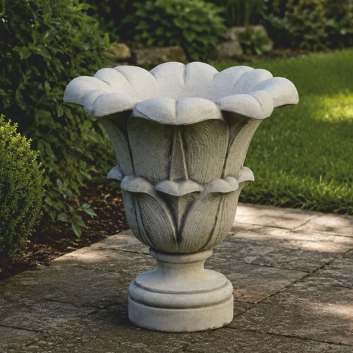 Casa Padrino Barock Garten Deko Blumentopf Grau H. 50 cm - Barockstil Pflanzentopf