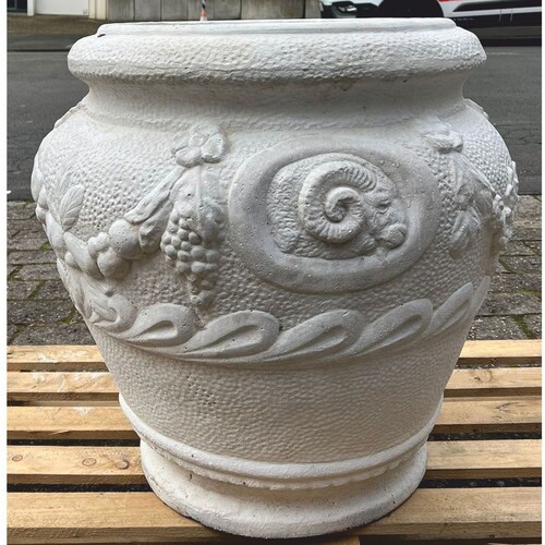 Casa Padrino Barock Garten Deko Blumentopf Grau H. 66 cm