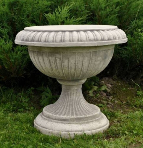 Casa Padrino Barock Garten Deko Blumentopf Grau  50 x H. 43 cm - Runder Pflanzentopf im Barockstil - Barock Garten Deko - Barock Terrassen Deko - Barock Deko Accessoires
