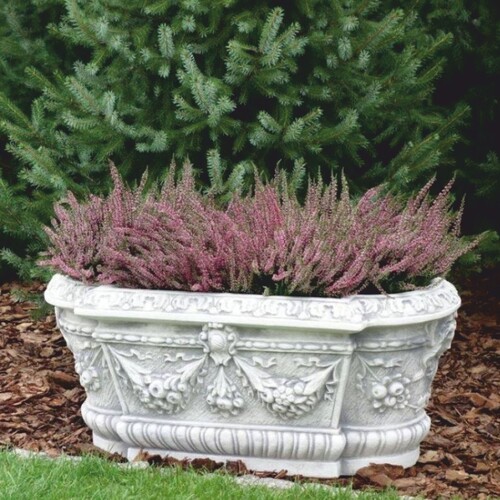 Casa Padrino Barock Garten Deko Blumentopf Wei� / Grau 83 cm - Barockstil Pflanzentopf