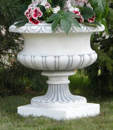 Casa Padrino Barock Garten Deko Blumentopf Wei� / Grau  62 x H. 62 cm - Prunkvoller Pflanzentopf im Barockstil - Barock Garten Deko - Barock Terrassen Deko - Barock Deko Accessoires