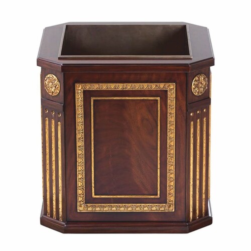 Casa Padrino Luxus Barock Blumentopf Dunkelbraun / Antik Gold 60 cm - Barock Deko Accessoires