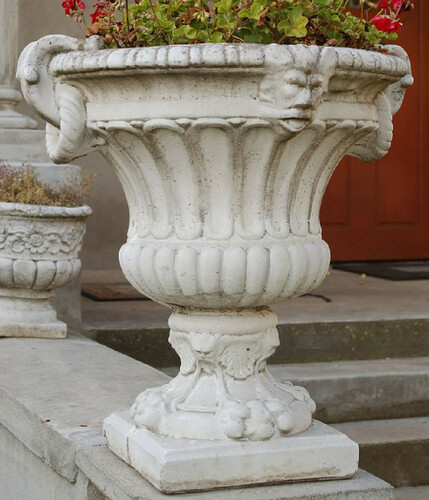 Casa Padrino Barock Garten Deko Blumentopf Wei� / Grau 73 x 67 x H. 70 cm - Prunkvoller Pflanzentopf im Barockstil - Barock Garten Deko - Barock Terrassen Deko - Barock Deko Accessoires