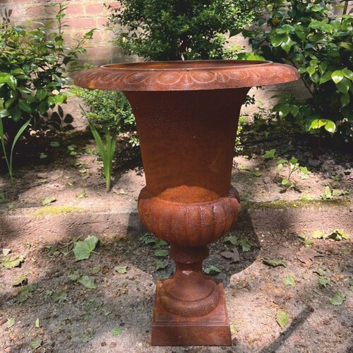 Casa Padrino Barock Gusseisen Blumentopf Rost H. 62 cm - Barockstil Garten Deko