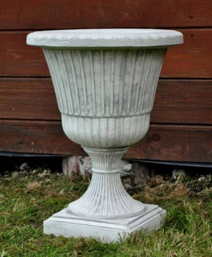 Casa Padrino Barock Garten Deko Blumentopf Grau  39 x H. 52 cm - Runder Pflanzentopf im Barockstil - Barock Garten Deko - Barock Terrassen Deko - Barock Deko Accessoires