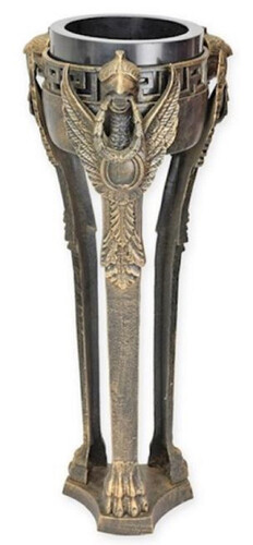 Casa Padrino Barock Garten Deko Blumentopfstnder Antik Messing  31,5 x H. 80 cm - Gusseisen Pflanzentopfstnder im Barockstil - Barock Garten Deko - Barock Terrassen Deko Accessoires