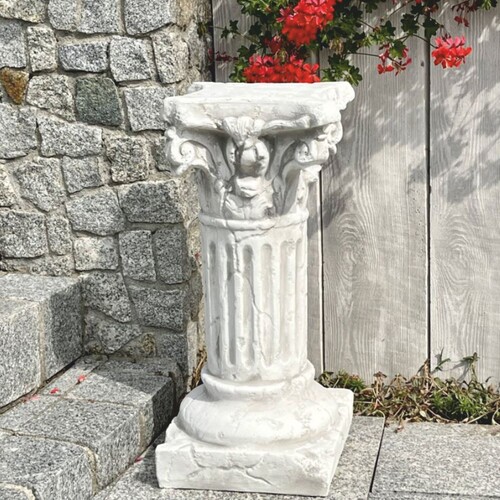 Casa Padrino Barock Garten Deko S�ule Antik Wei� H. 62 cm - Barockstil Garten Deko