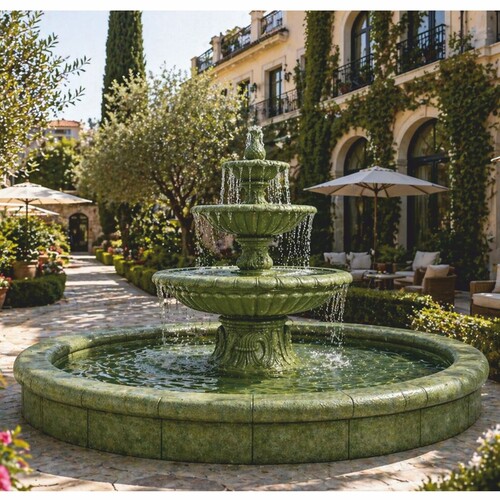Casa Padrino Barock Garten Springbrunnen Gr�n  465 x H. 180 cm - Prunkvoller Gartenbrunnen