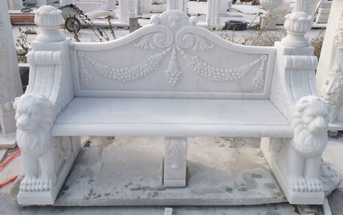 Casa Padrino Luxus Barock Marmor Gartenbank Wei� 180 cm