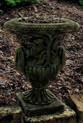 Casa Padrino Barock Gartendeko Blumentopf Antik Gr�n  40 x H. 58 cm - Prunkvoller Pflanzentopf im Barockstil - Barock Garten Deko Accessoires