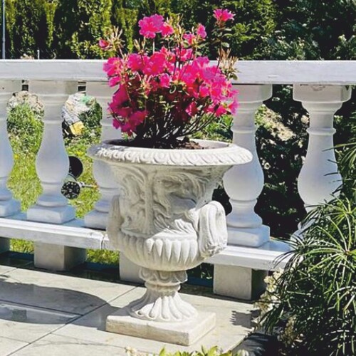 Casa Padrino Barock Garten Blumentopf Wei� H. 58 cm - Barockstil Garten Deko
