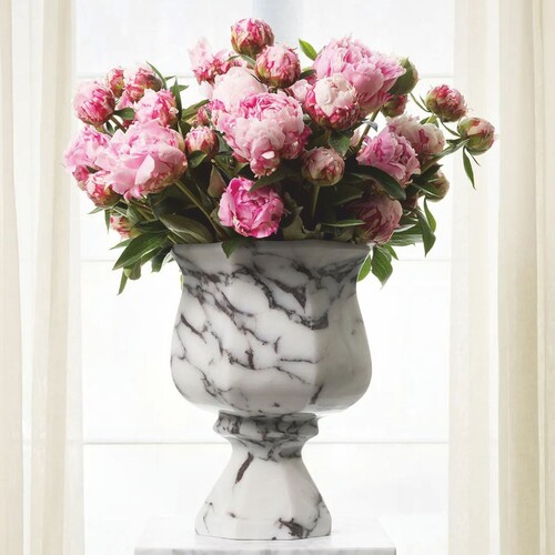 Casa Padrino Luxus Barock Marmor Vase Wei� H. 35,5 cm - Barock Deko Accessoires