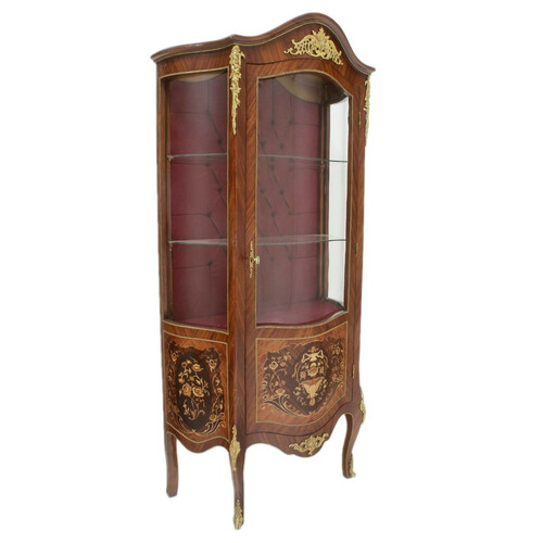 Casa Padrino Barock Glas Vitrine Vitrinenschrank 85 x H 180 cm - Barock M�bel - Vitrinenschrank - Wohnzimmerschrank Schrank Mahagoni