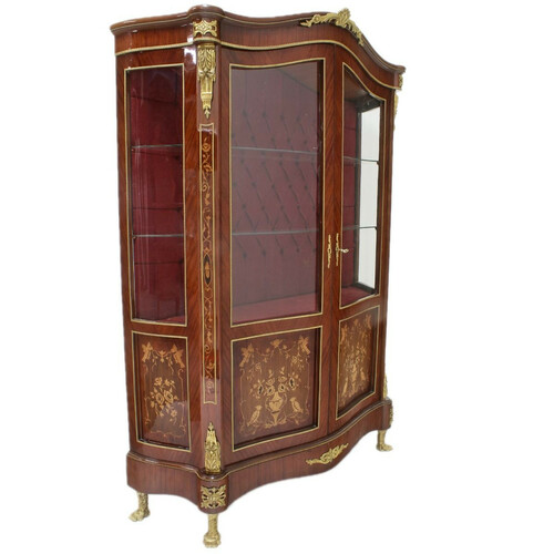 Casa Padrino Barock Glas Vitrine Vitrinenschrank 130 x H 180 cm- Barock M�bel - Vitrinenschrank - Wohnzimmerschrank Schrank Mahagoni