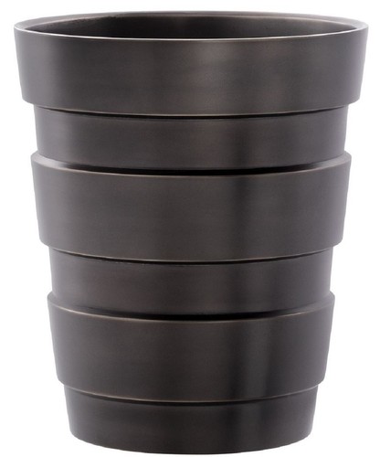 Casa Padrino Luxus Deko Messing Vase Bronzefarben  19,5 x H. 22,5 cm - Moderne runde Blumenvase im Industrie Design - Luxus Qualit�t