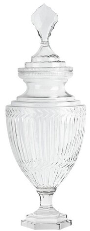 Casa Padrino Barock Glasvase mit Deckel  21,5 x H. 63 cm - Runde Deko Vase aus mundgeblasenem Glas - Blumenvase - Barock Deko Accessoires