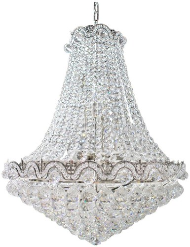 Casa Padrino Barock H�ngeleuchte Silber  60 - Runde Kristall H�ngelampe im Barockstil - Edel & Prunkvoll