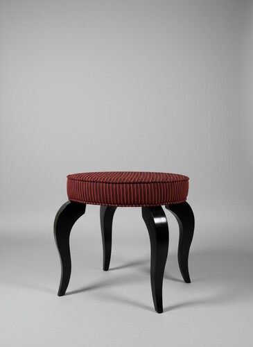 Casa Padrino Barock Hocker Rund Rot / Schwarz  50 x H. 50 cm - Gestreifter Sitzhocker