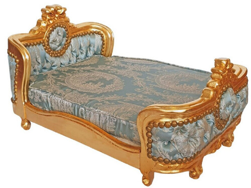 Casa Padrino Barock Hundebett Gr�n Muster / Gold - Handgefertigtes Antik Stil Hundebett - Prunkvolle Hunde M�bel im Barockstil - Antik Stil Tierm�bel - Barock Tierm�bel