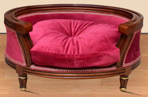 Casa Padrino Barock Hundebett Royal Boardeauxrot / Braun / Gold - Barock Hundem�bel - Barock Tierm�bel - M�bel im Barockstil