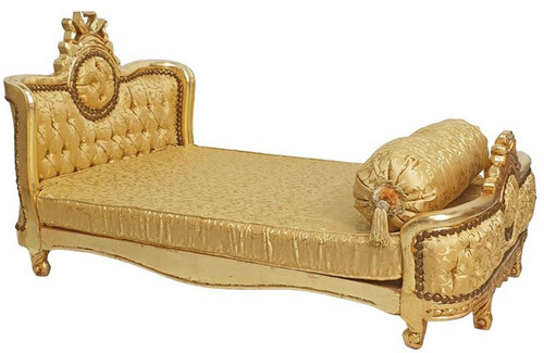 Casa Padrino Barock Hundebett Gold Muster / Antik Gold - Handgefertigtes Antik Stil Hundebett - Prunkvolle Hunde M�bel im Barockstil - Antik Stil Tierm�bel - Barock Tierm�bel