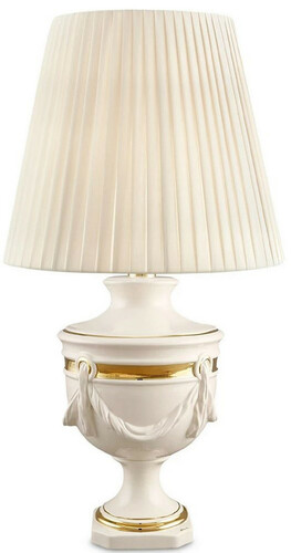 Casa Padrino Barock Keramik Tischleuchte Elfenbeinfarben / Gold  45 x H. 90 cm - Barock Wohnzimmer Lampe