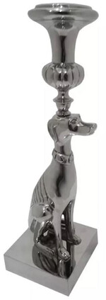 Casa Padrino Barock Kerzenhalter Hund 15 x 15 x H. 50 cm - Dekorativer Barockstil Metall Kerzenst�nder - Barock Deko Accessoires - Edel & Prunkvoll