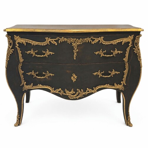 Casa Padrino Barock Kommode mit 2 Schubladen Schwarz / Gold 120 cm - Prunkvolle Barock M�bel - Barockstil M�bel