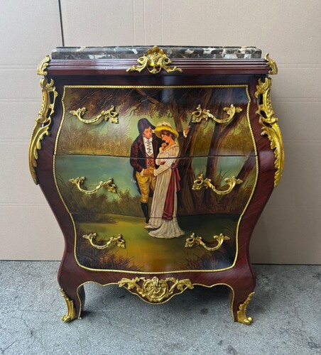 Casa Padrino Barock Kommode mit 3 Schubladen und Marmorplatte H. 95 cm - Barock M�bel