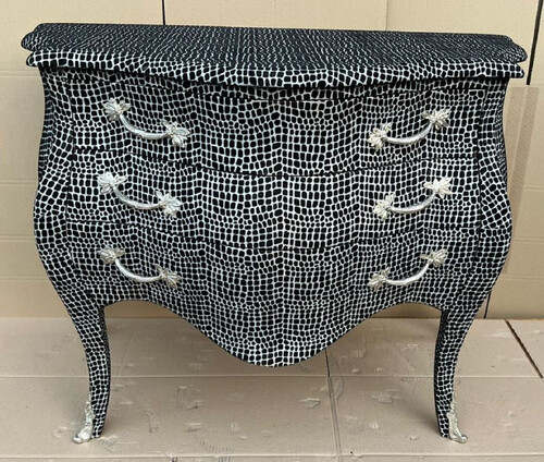 Casa Padrino Barock Kommode mit 3 Schubladen Schwarz / Silber - Handgefertigte Massivholz Kommode im Barockstil - Schlafzimmer M�bel im Barockstil - Barock M�bel - Barock Einrichtung