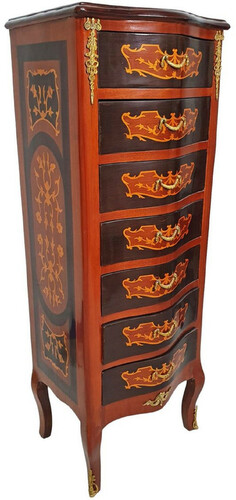 Casa Padrino Barock Kommode mit 7 Schubladen Braun / Gold - Prunkvoller Massivholz Schrank im Barockstil - Wohnzimmer M�bel im Barockstil - Barock M�bel - Barock Einrichtung