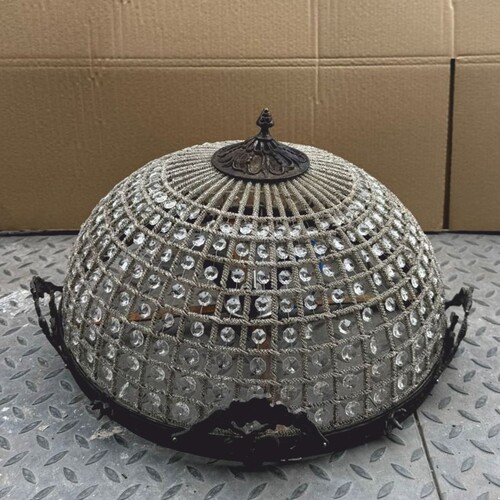 Casa Padrino Barock Kristall Deckenleuchte Bronze  50 cm - Barock Leuchten