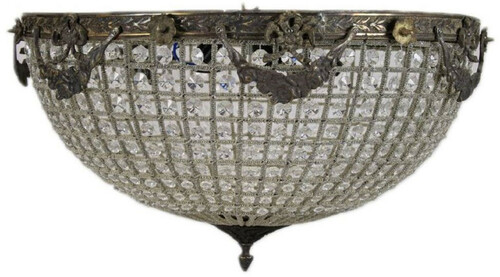 Casa Padrino Barock Kristall Deckenleuchte Oxidiert  60 x H. 30 cm - Prunkvoller Decken Kronleuchter - Barock Leuchten