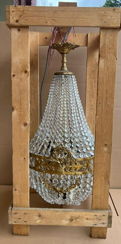 Casa Padrino Barock Kristall Kronleuchter Messing  45 x H. 95 cm - Runder Barockstil Kronleuchter - Barock Wohnzimmer Kronleuchter - Edel & Prunkvoll