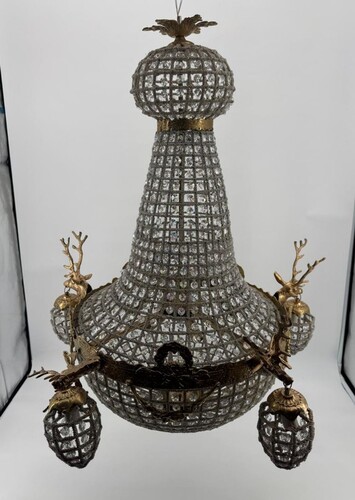 Casa Padrino Barock Kristall Kronleuchter Antik Messing H. 90 cm - Barock Leuchten