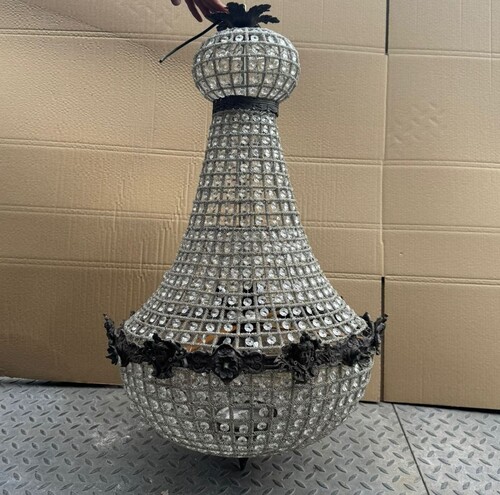 Casa Padrino Barock Kristall Kronleuchter Oxidiert H. 93 cm - Barock Leuchten