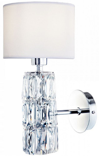 Casa Padrino Designer Wandleuchte Silber / Wei� 15 x 19 x H. 31 cm - Moderne Metall Wandlampe mit eleganten Glaselementen und rundem Lampenschirm