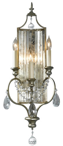 Casa Padrino Barock Kristall Wandleuchte Silber / Gold 27 x 11,4 x H. 66 cm - Elegante Wandlampe im Barockstil - Barock M�bel