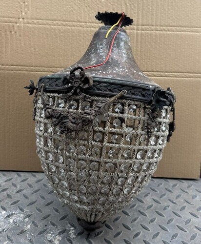 Casa Padrino Barock Kristall H�ngeleuchte Oxidiert H. 52 cm - Barockstil H�ngeleuchten