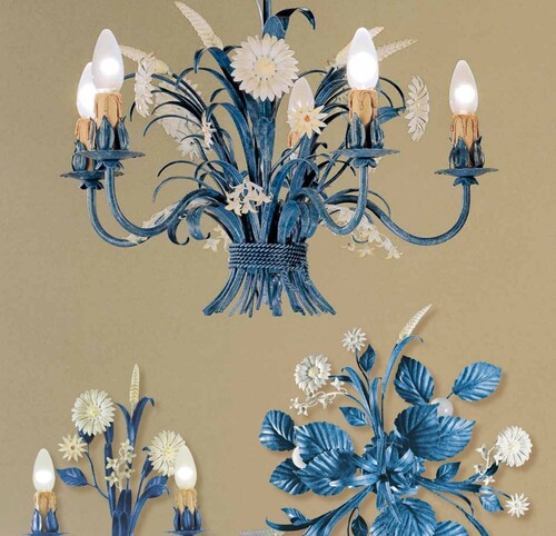 Casa Padrino Barock Kronleuchter  60 x H. 42 cm 5-flammig - Handgefertigte Leuchte aus Italien - Barock Leuchten