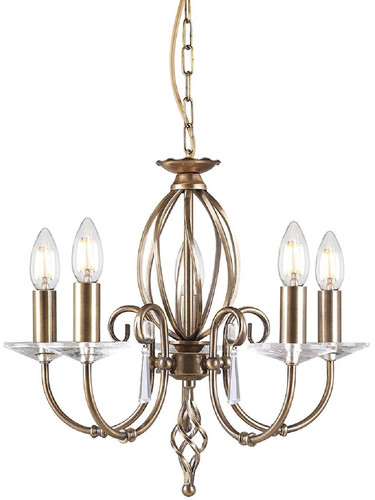 Casa Padrino Barock Kronleuchter Antik Messing  48 x H. 42 cm - Elegante Wohnzimmer Kronleuchter - Kronleuchter im Barockstil